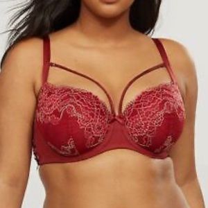 LANE BRYANT CACIQUE BOOST BALCONETTE BRA WITH METALLIC GOLD 42G